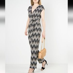 QED London Zigzag Jumpsuit - Black and Cream - Size S Like New